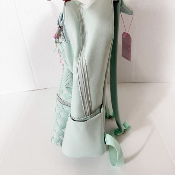 Omg Miss Gwen’s Girls Mint Green Woven Large Faux Leather School Dance Backpack - Picture 6 of 9